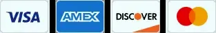 We accept Visa, Mastercard, American Express, and Discover
